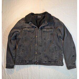 Cotton on garments women's XL black denim jacket black sherpa lined